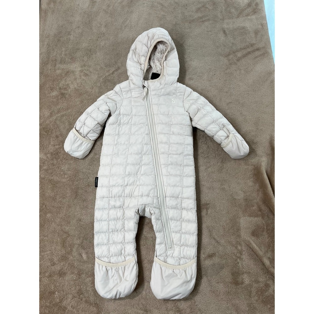 The North face INFANT THERMOBALL ECO BUNTING SNOWSUIT MELD cream 12-18m is euc